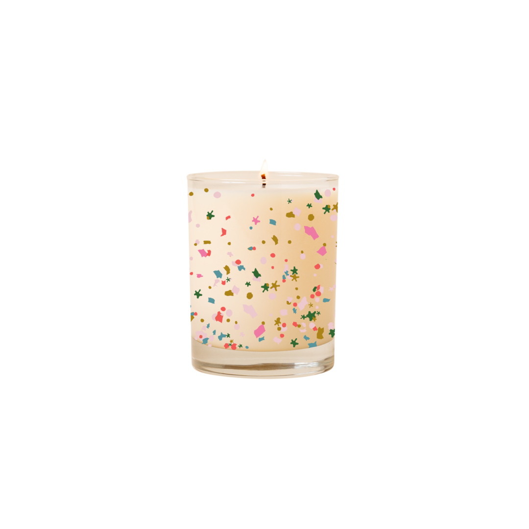 Holiday Candle Rocks Glass - Confetti Crackle