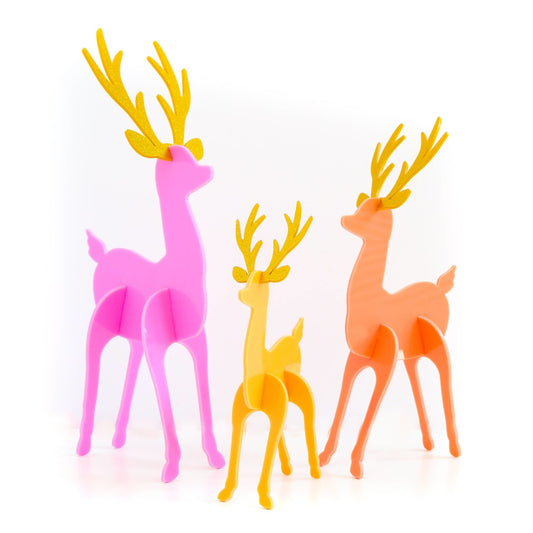 Coral and Dark Pink Acrylic Reindeer Christmas Decor