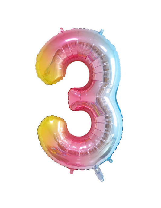 Rainbow Ombre Number Balloon - 32" (Number 3)