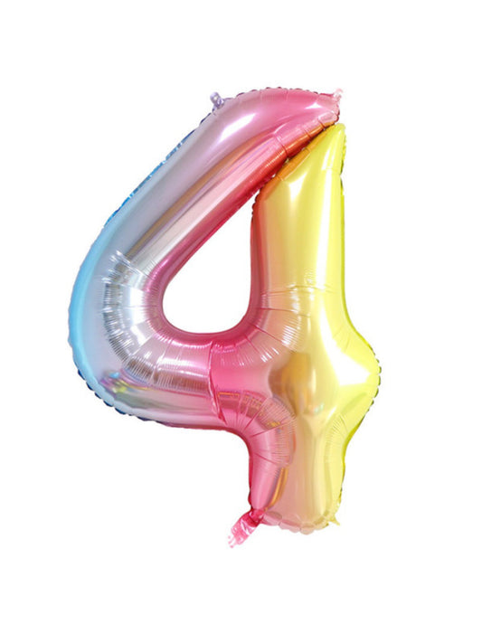 Rainbow Ombre Number Balloon - 32" (Number 4)