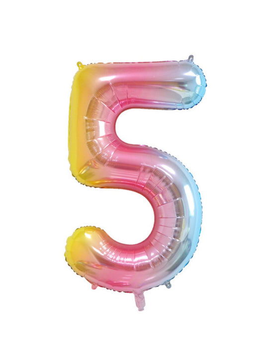 Rainbow Ombre Number Balloon - 32" (Number 5)